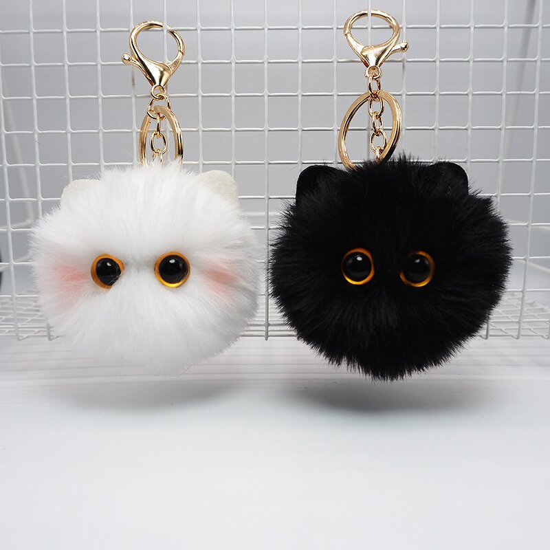 Pom Pom Keychain Supplier - Cute Soft Artificial Rabbit Fur Plush Fluffy