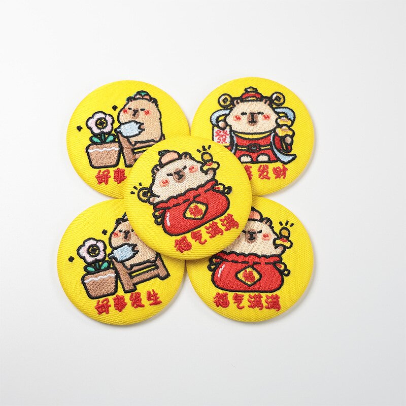 Pin Badge Manufacturer - Custom Logo Embroidered Button Fabric Round
