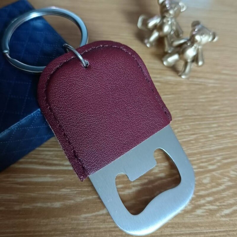 Bottle Opener Keychain Manufacturer - Stainless Steel Beer Opener PU Leather