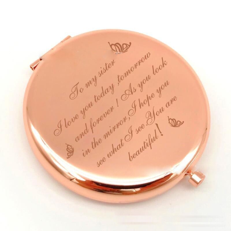 Hand Held Mirror Supplier - Flip Metal Rose Gold Silver Black Custom Engraved