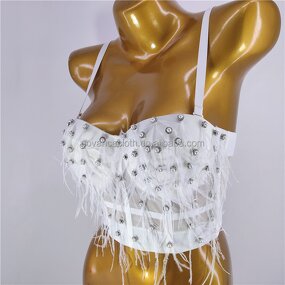Feather Camisole Manufacturer - OEM/ODM NOVANCE 2022 New Arrivals with Rhinestones Sexy Crop Top