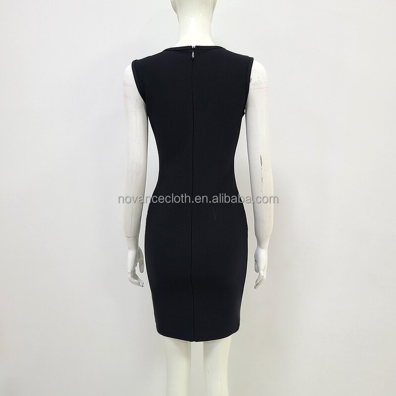 Designer Clothes Factory - OEM/ODM Novance B3249 Shiny Sexy Deep V High End Evening Dresses Mini