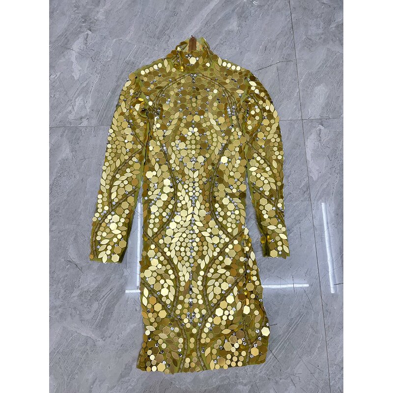 Mirror-like Sequins Dress Factory - OEM/ODM Novance Y4147 Hot Trending Wedding Cocktail Gold Dresses