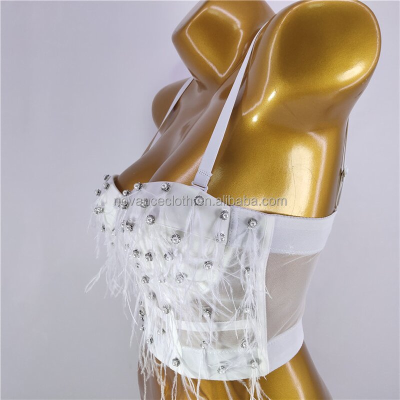 Feather Camisole Manufacturer - OEM/ODM NOVANCE 2022 New Arrivals with Rhinestones Sexy Crop Top