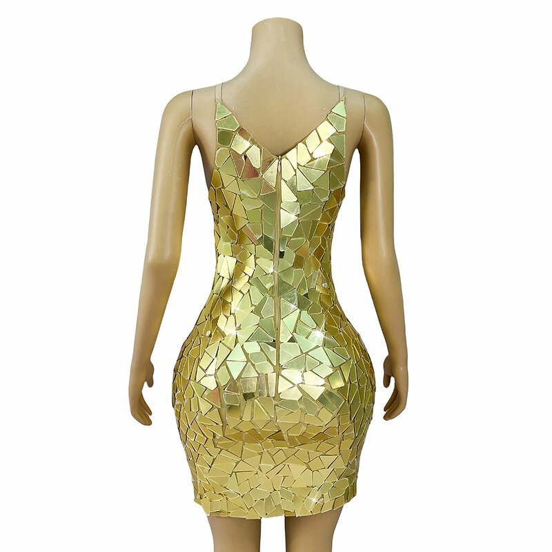 Hot Products Dress Factory - OEM/ODM Novance Y4491 Golden Irregular Mirror-like Sequins Cocktail