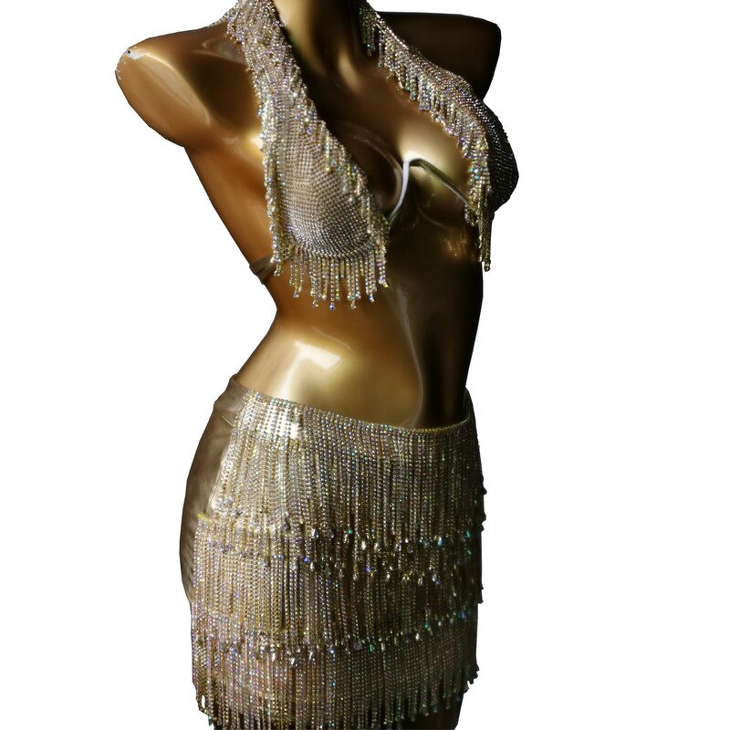 Sexy Rhinestone Club Dress Manufacturer - OEM/ODM Novance 2023 Diamond Crystal Fringe 2 Pcs Coverups