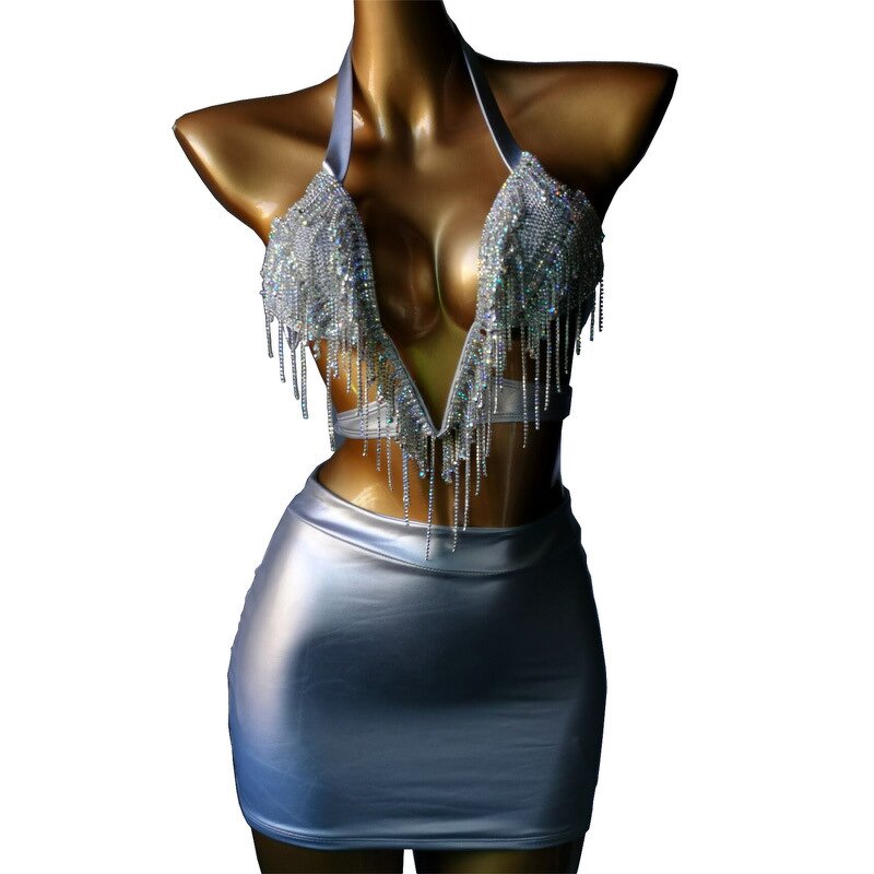 Sexy Lingerie Manufacturer - OEM/ODM Novance Club Dresses Diamond Tassel Bikini Crop Top