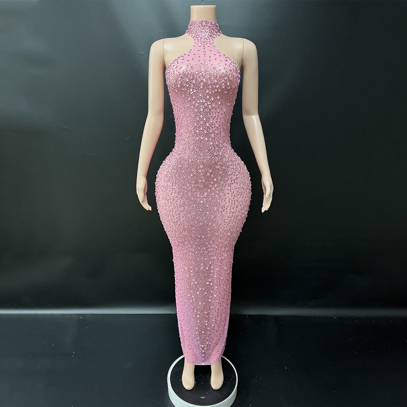 Pink Evening Dress Manufacturer - OEM/ODM Novance Y4434 Fully-jewelled Crystal Rhinestone Luxury Bodycon