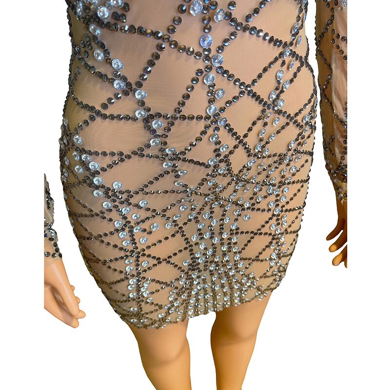 Evening Dresses Manufacturer - OEM/ODM NOVANCE High Neck Glittering Crystals Mini Sexy