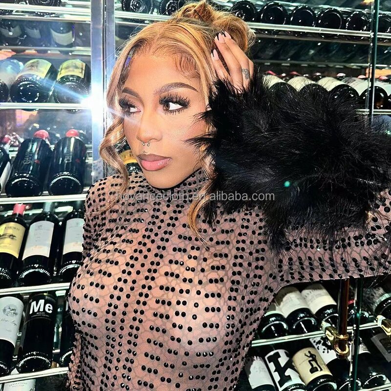 Plus Size Women's Clothing Factory - OEM/ODM Novance Summer 2023 Diamond Luxury Ball Short Robe