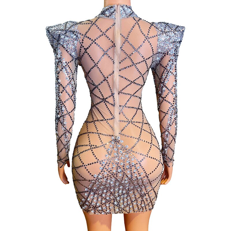 Evening Dresses Manufacturer - OEM/ODM NOVANCE High Neck Glittering Crystals Mini Sexy