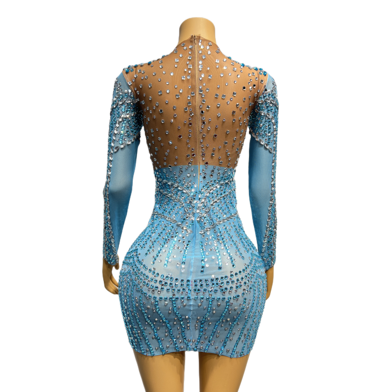 Mini Club Dress Manufacturer - OEM/ODM NOVANCE Elegant 2023 Sexy Dazzling Diamonds Blue