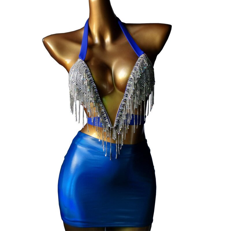 Elegant Women's Sets Factory - OEM/ODM Novance Bling Diamond Bra Tassel Lingerie Metallic Vest