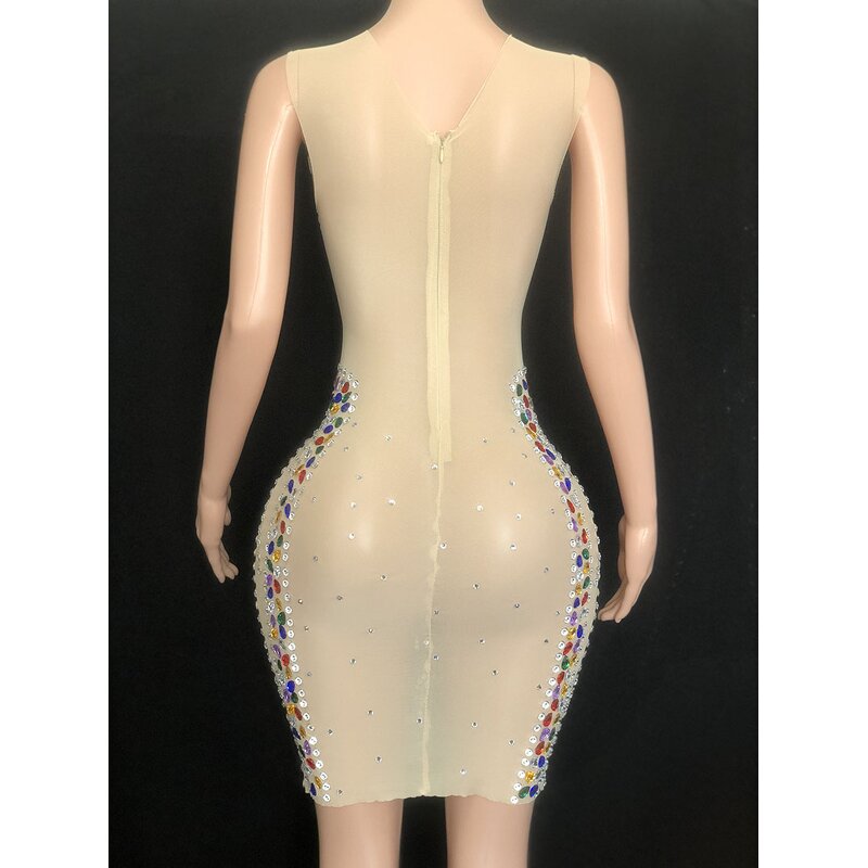 Sparkling Dress Manufacturer - OEM/ODM NOVANCE 2023 Colorful Diamonds Sexy Transparent Sleeveless