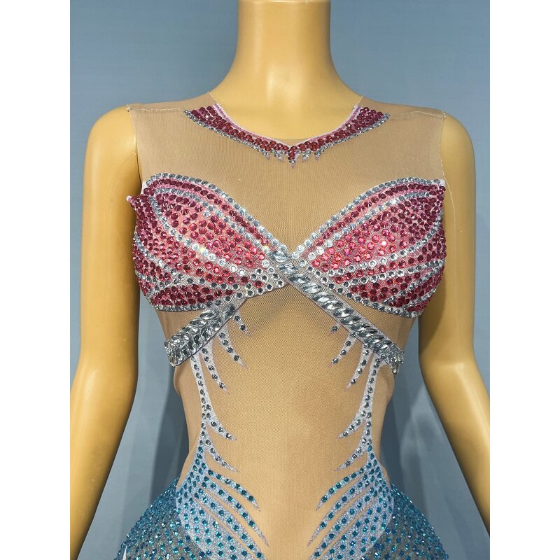 Trending Clothes Manufacturer - OEM/ODM Novance Y5353 Sparkly Rhinestones Blue Evening Gown Side Slit