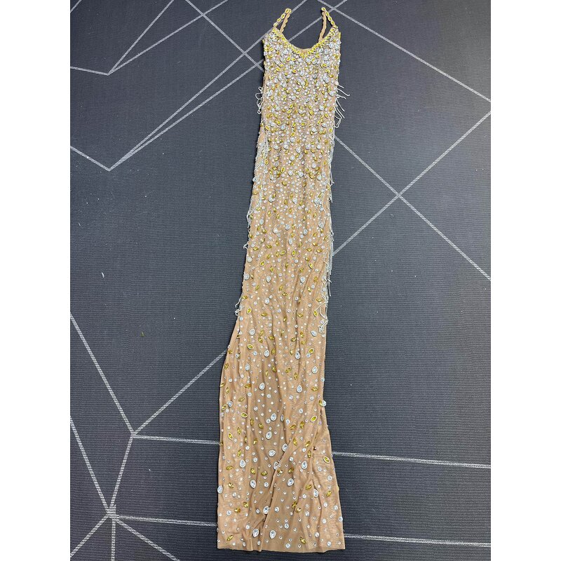 Dubai Evening Dress Factory - OEM/ODM Novance Y5235 Wedding Party Gowns Sleeveless Silver Prom