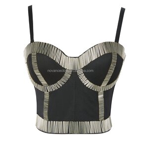 Silver Bralette Factory - OEM/ODM NOVANCE 2022 Glass Diamond Bead Wire Crop Top Loose Top