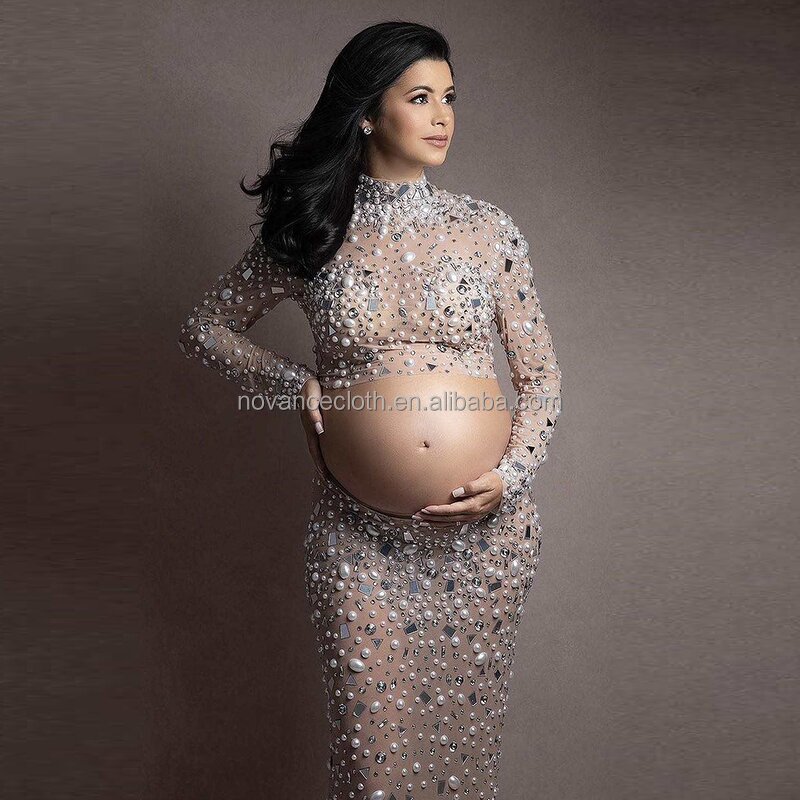Women Dropshipping Clothing Factory - OEM/ODM Nocance Shinny Diamond Sequin 2Pcs Sets Maternity
