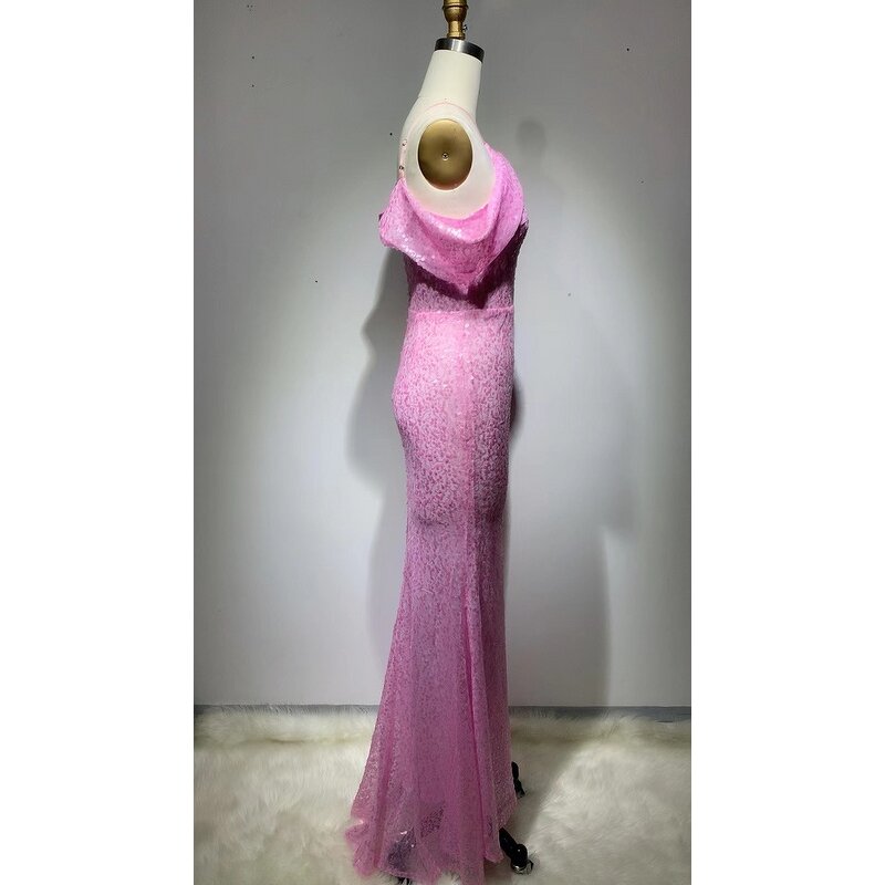 Women's Active Wear Manufacturer - OEM/ODM NOVANCE Off Shoulder Pink Elegant Long Sheer Ball Gown
