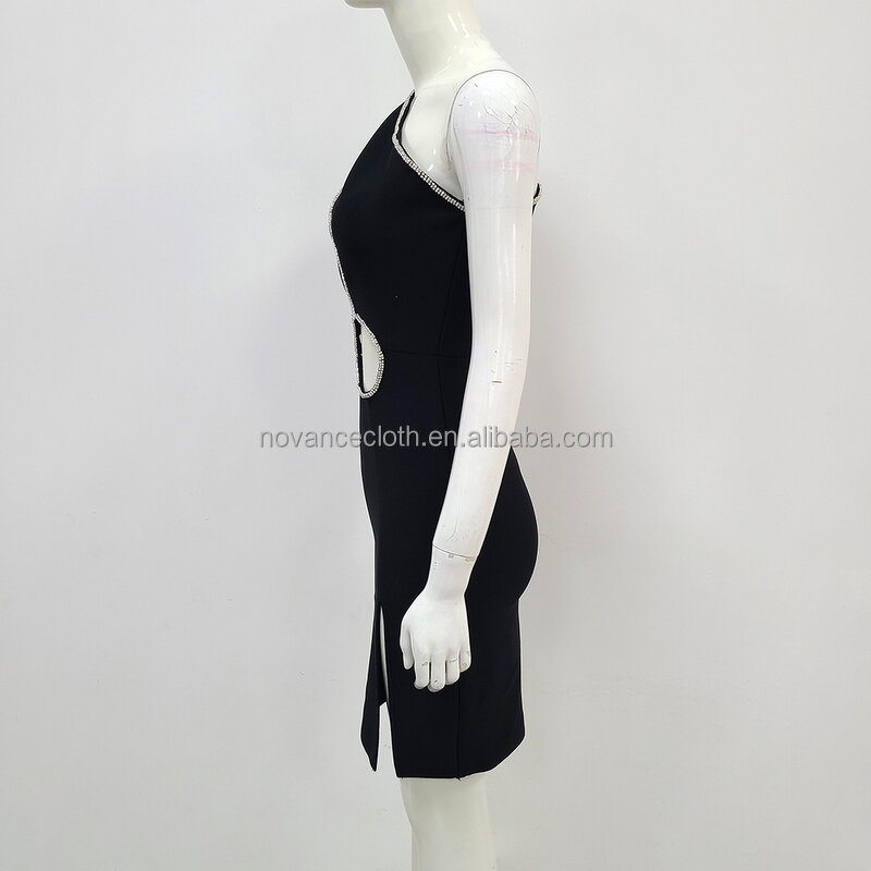 Unique Product Dress Manufacturer - OEM/ODM Novance B3259 Black Hot Hollow Out Formal Shiny Crystal