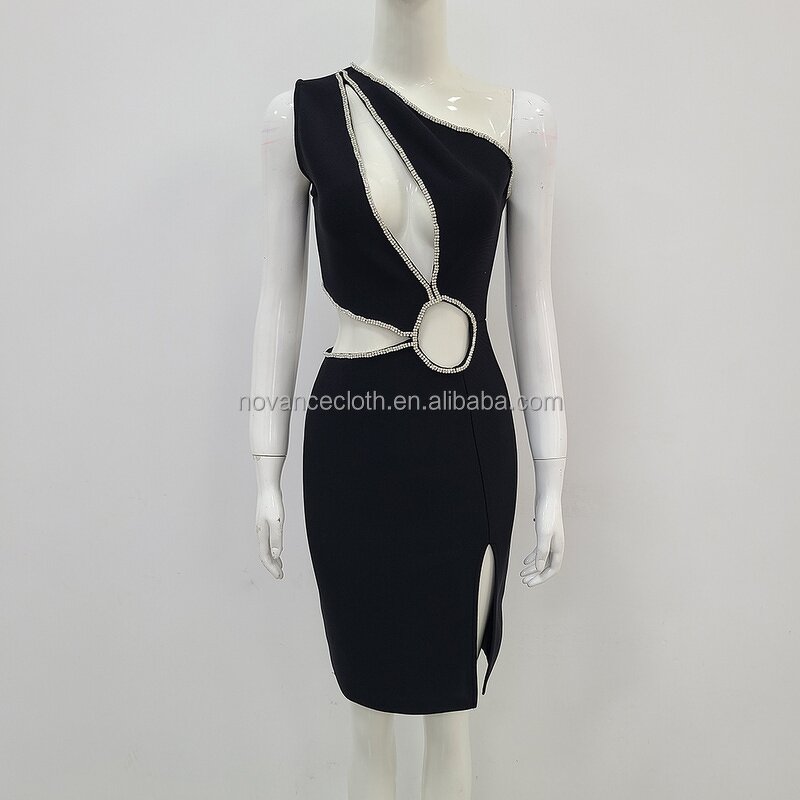 Unique Product Dress Manufacturer - OEM/ODM Novance B3259 Black Hot Hollow Out Formal Shiny Crystal