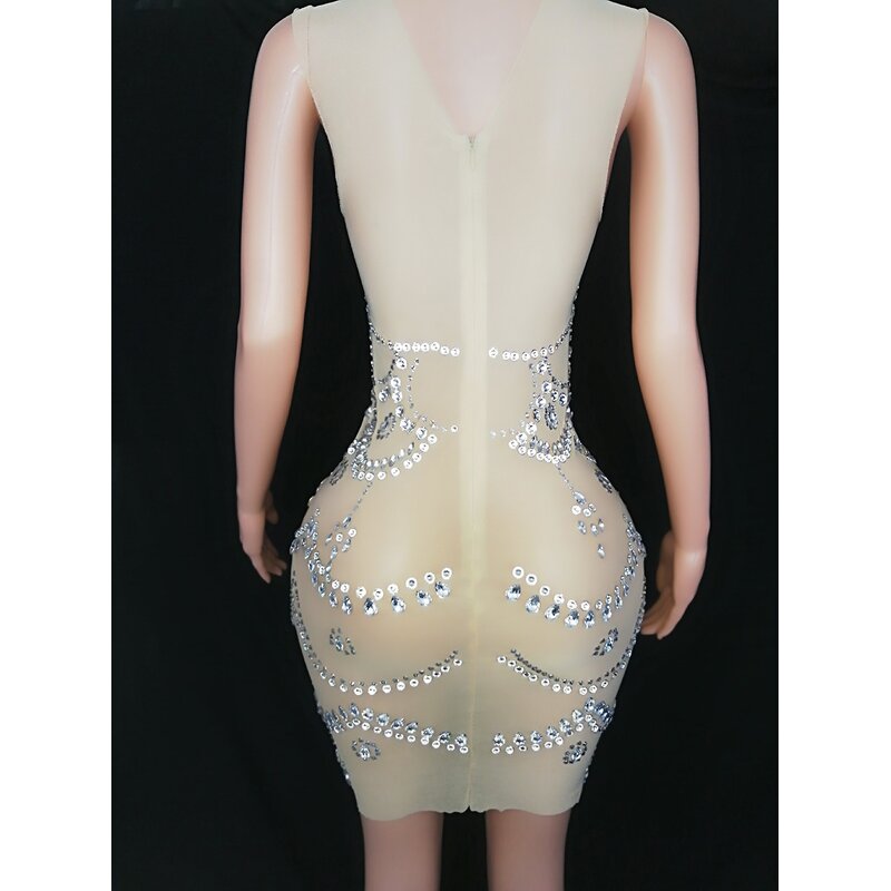 Pleated Evening Dress Factory - OEM/ODM NOVANCE Sexy Sheer Shiny Diamonds Luxury Beading