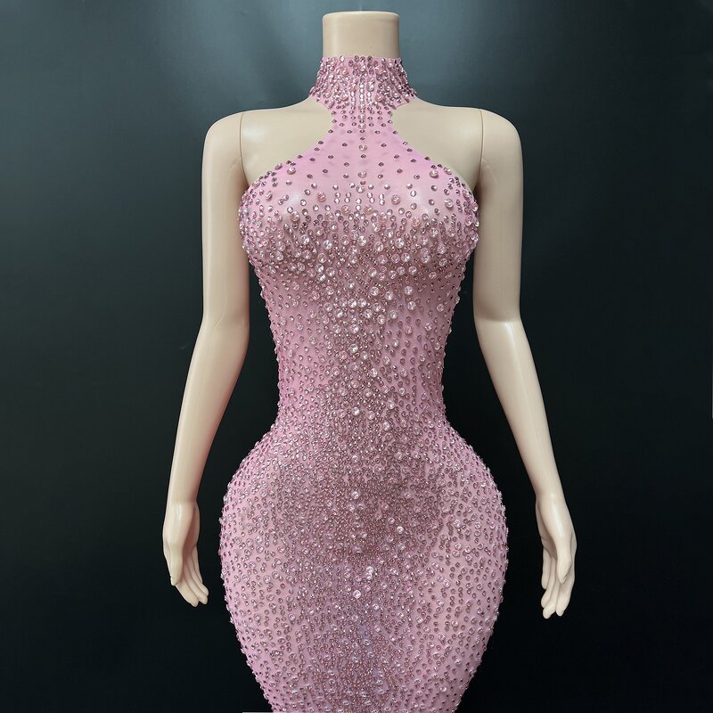 Pink Evening Dress Manufacturer - OEM/ODM Novance Y4434 Fully-jewelled Crystal Rhinestone Luxury Bodycon