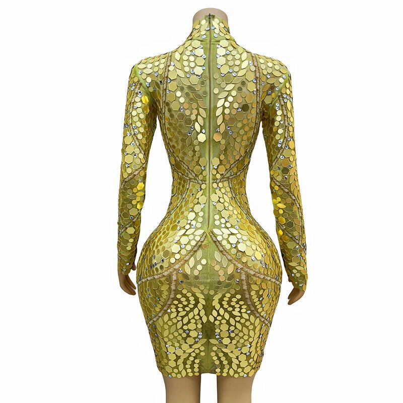 Mirror-like Sequins Dress Factory - OEM/ODM Novance Y4147 Hot Trending Wedding Cocktail Gold Dresses