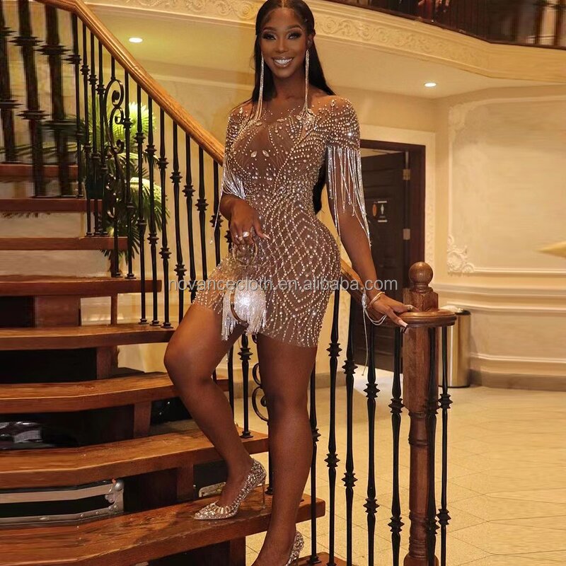 Latest Plus Size Clothing Factory - OEM/ODM Nocance Crystal Fringe See Though Sexy Club Dresses