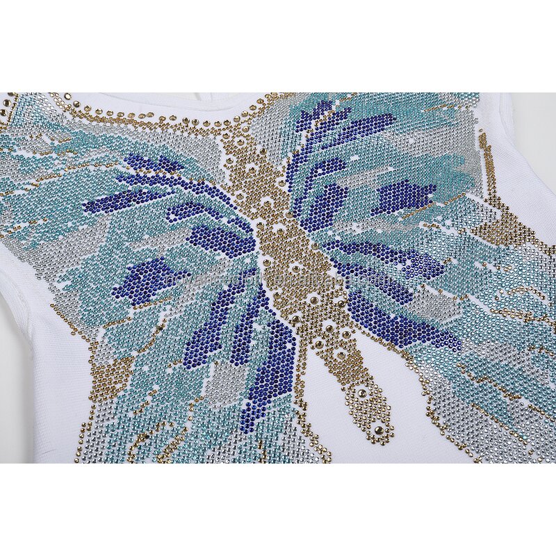 Evening Dresses Factory - OEM/ODM Novance 2022 Midi Butterfly Shiny Rhinestone Italy Sexy White