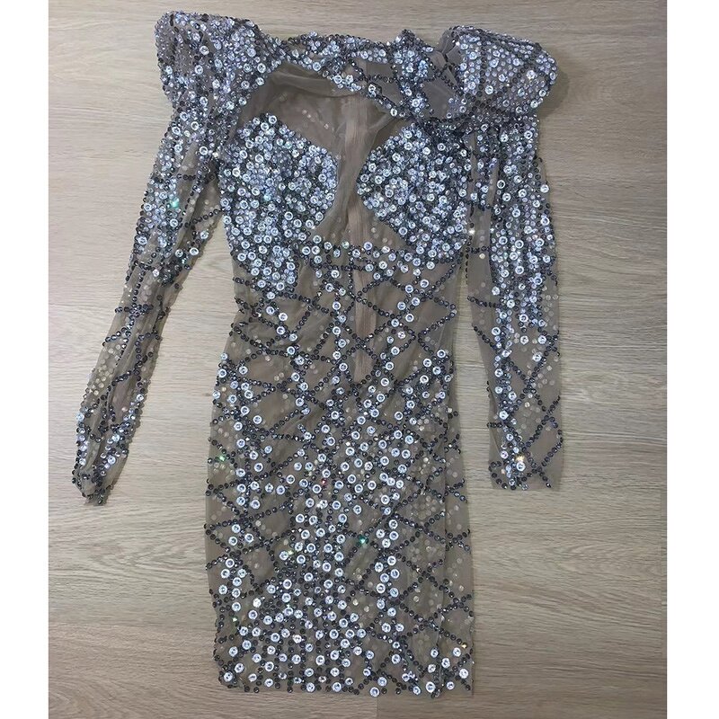 Evening Dresses Manufacturer - OEM/ODM NOVANCE High Neck Glittering Crystals Mini Sexy