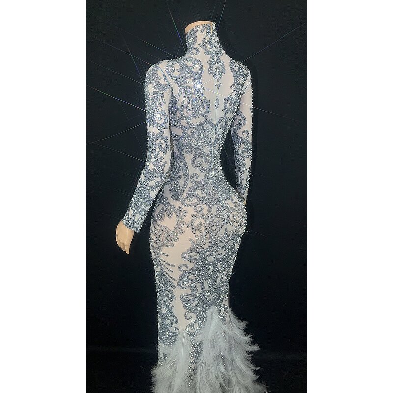 Shipping Dropship Dress Factory - OEM/ODM NOVANCE Sparkling Diamonds Sexy Slit Long Gray Color