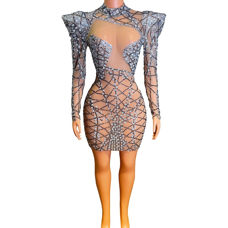 Evening Dresses Manufacturer - OEM/ODM NOVANCE High Neck Glittering Crystals Mini Sexy