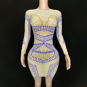 Evening Dress Factory - OEM/ODM NOVANCE 2023 Turkey Bling Bling Stones Blue Gold