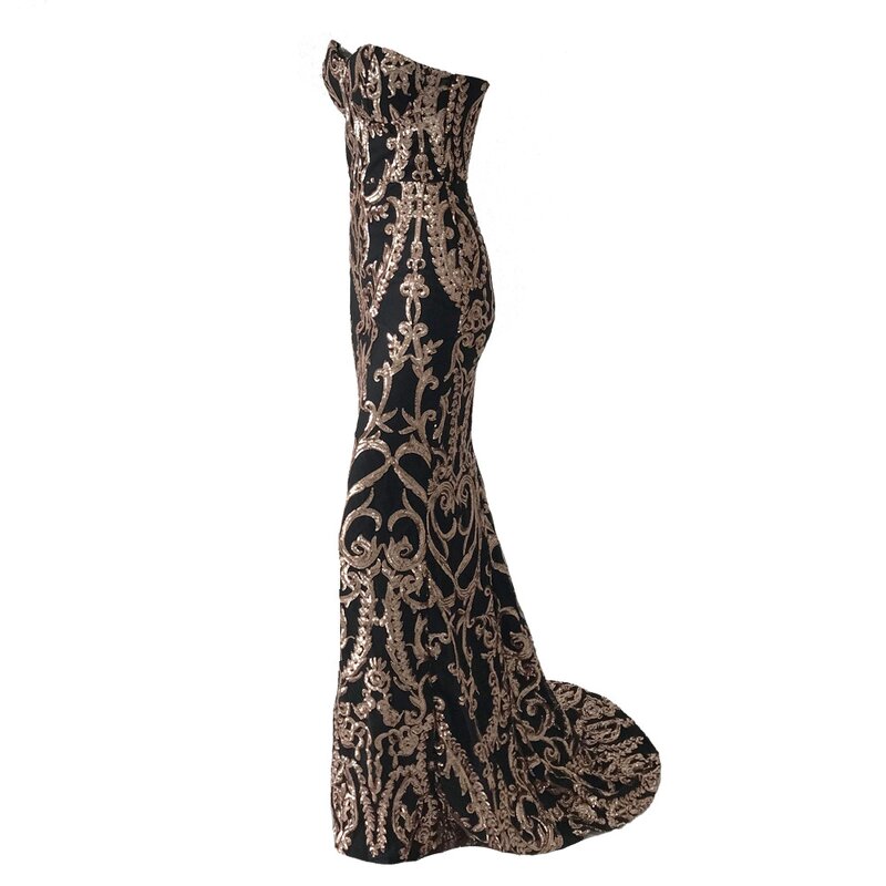 Sexy Sequins Dress Factory - OEM/ODM Sweetheart V Neck Embroidery Sequins Long Maxi Evening