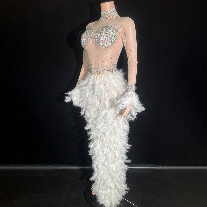 New Fashion 2025 Dress Factory - OEM/ODM Novance Y4717 Trending Clothing Women Party White Feathers