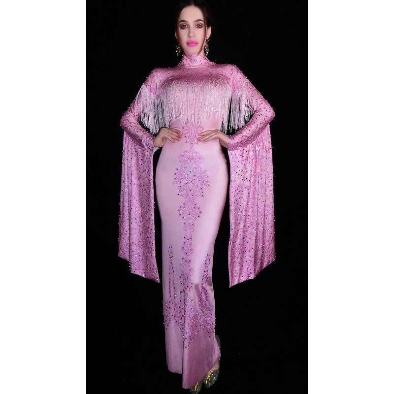 Plus Size New Arrivals Factory - OEM/ODM 2022 Satin Dressing Gown Sexy Crystal Lady Tassel