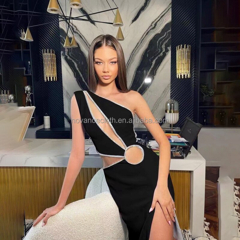 Unique Product Dress Manufacturer - OEM/ODM Novance B3259 Black Hot Hollow Out Formal Shiny Crystal
