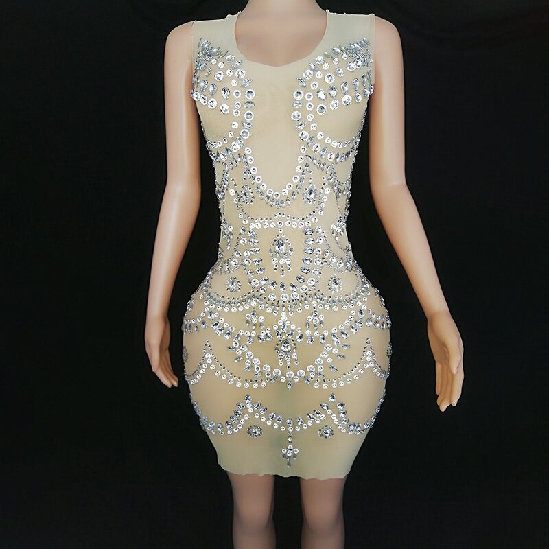 Pleated Evening Dress Factory - OEM/ODM NOVANCE Sexy Sheer Shiny Diamonds Luxury Beading