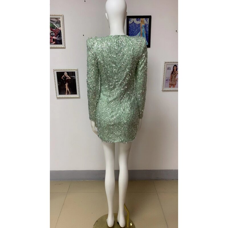 New Product Dress Factory - OEM/ODM NOVANCE Shiny Crystals Sequins Sexy Tube Top Light Green