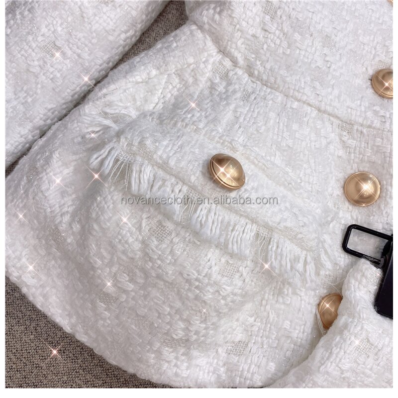 Fall Women Clothes Factory - OEM/ODM NOVANCE F2758 Elegant White Ladies Office Wear Golden Buttons