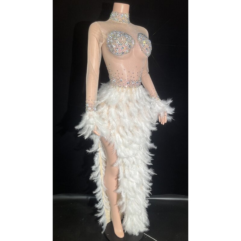 New Fashion 2025 Dress Factory - OEM/ODM Novance Y4717 Trending Clothing Women Party White Feathers