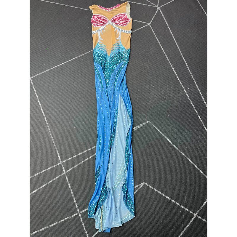 Trending Clothes Manufacturer - OEM/ODM Novance Y5353 Sparkly Rhinestones Blue Evening Gown Side Slit