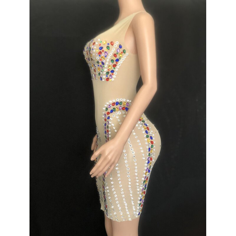Sparkling Dress Manufacturer - OEM/ODM NOVANCE 2023 Colorful Diamonds Sexy Transparent Sleeveless