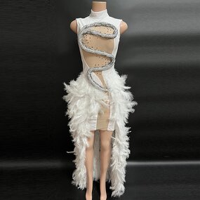 Maxi Dress Factory - OEM/ODM Novance Bale Evening Crystal Bridal Gown Plus Size Feather Long