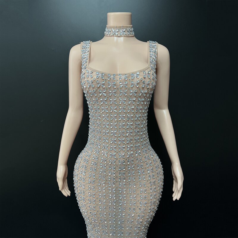 Transparent Mesh Evening Dress Manufacturer - OEM/ODM Novance Y9 Sexy Women's Party Chic Crystals