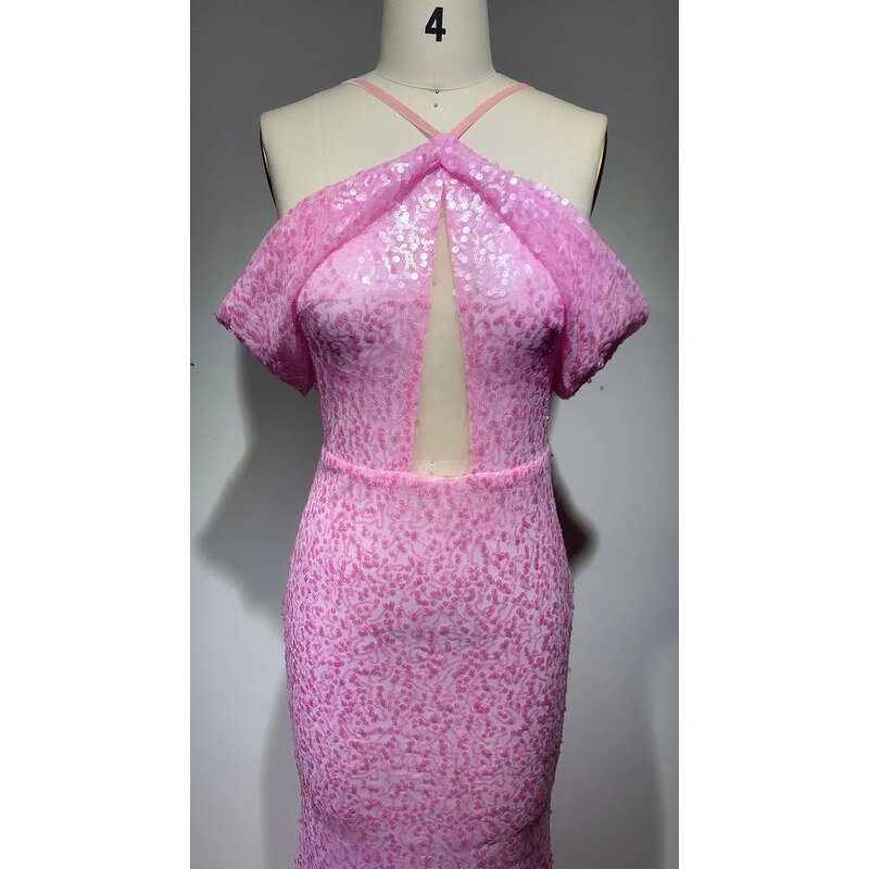Women's Active Wear Manufacturer - OEM/ODM NOVANCE Off Shoulder Pink Elegant Long Sheer Ball Gown