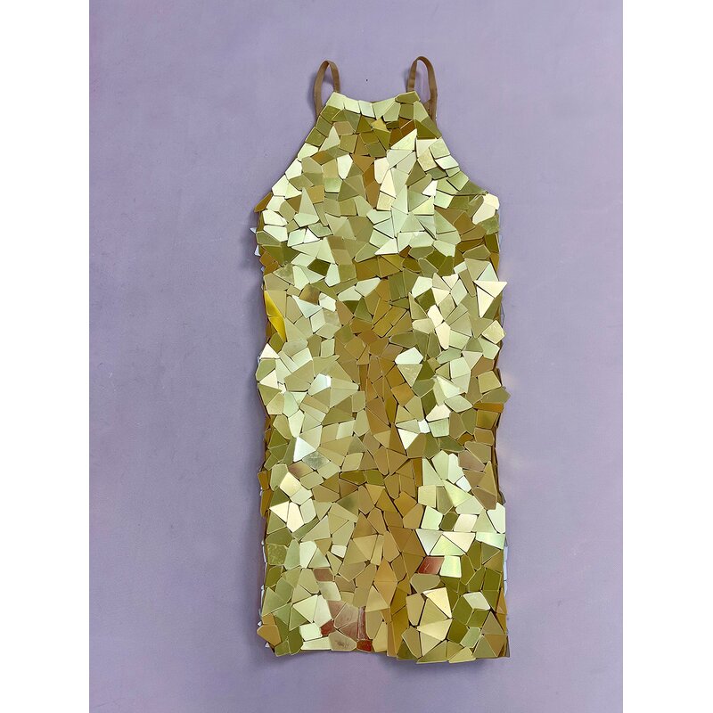 Hot Products Dress Factory - OEM/ODM Novance Y4491 Golden Irregular Mirror-like Sequins Cocktail