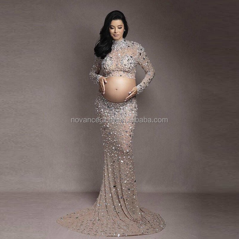 Women Dropshipping Clothing Factory - OEM/ODM Nocance Shinny Diamond Sequin 2Pcs Sets Maternity
