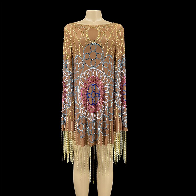 Summer Dress Manufacturer - OEM/ODM NOVANCE Y2252-B 2022 Colored Diamond Pattern Tassels Rhinestone